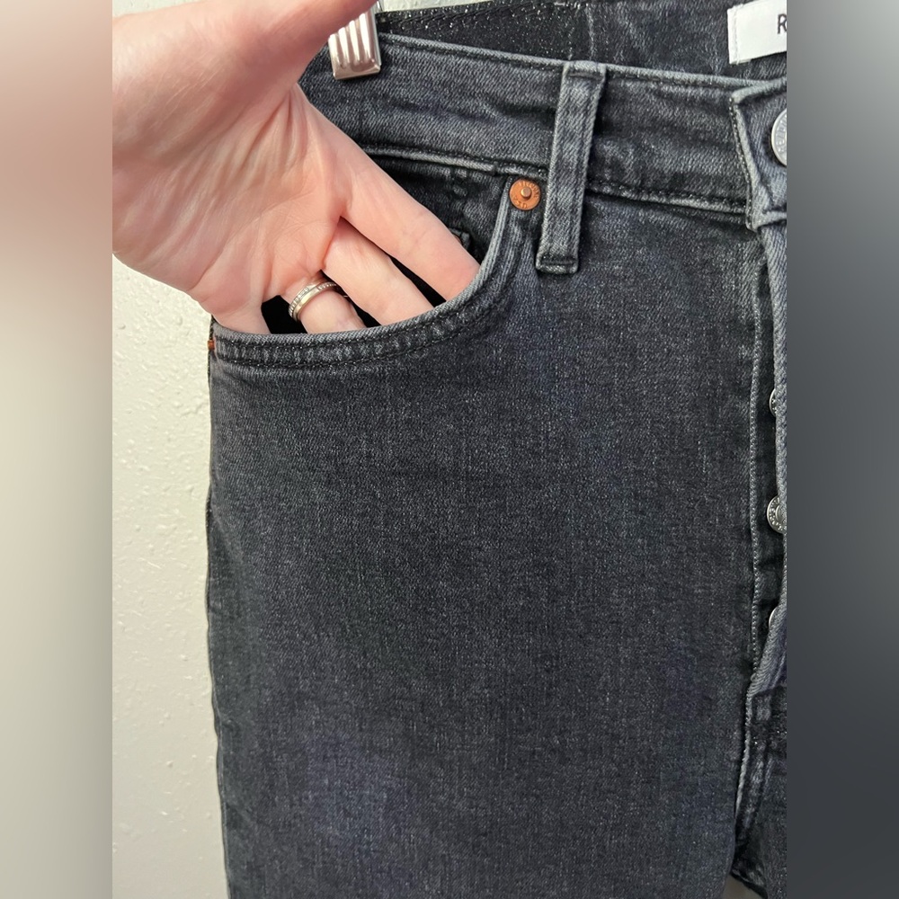 Re/done 90s High-Rise Ankle Crop Jeans in Stoned Noir Size 29 New - Picture 8 of 10